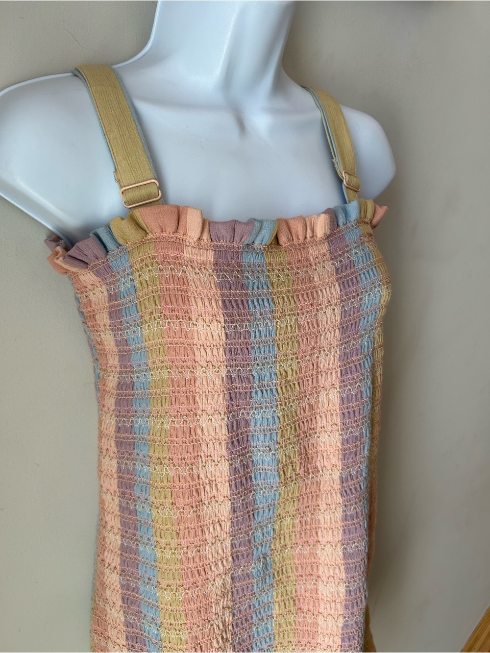 Y2K Smocked Babydoll Dress Fairycore Coquette Pastel Colours - Size Medium - Picture 4 of 15